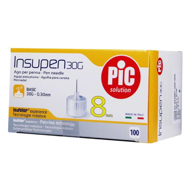 Иглы для шприц-ручки 30G, 0,3х8 мм, Insupen, Италия