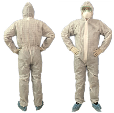 Комбинезон "Каспер", одноразовый, р-р 52-54, спандбонд, 40 г/кв.м, бежевый, 37 Текстиль, Россия