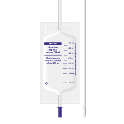 Мочеприемник 750 мл, ножной, 3-комп., винтовой слив, ПВХ, 28 см, Apexmed, Нидерланды