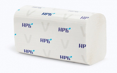 Полотенце листовое V-сложение 2 слоя, 23х21 см, 19 г/кв.м., белое, 200 л., НРБ, Россия