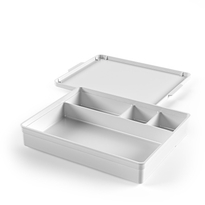 Лоток прямоугольный, с крышкой, 250х190х48 мм, 0,85 л, полипропилен, Еламед, Россия