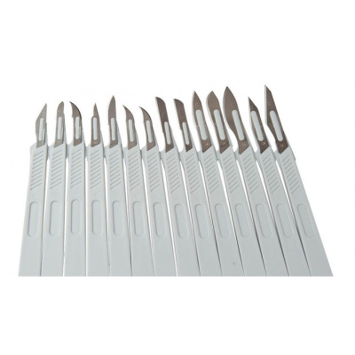 Скальпель остроконечный, одноразовый, стерильный, №11, углер.сталь/полистирол, Huaiyin, Китай