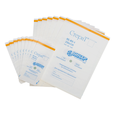 Пакеты д/стерилизации бумажн., белые, плоские, самоклеящиеся, 250х320 мм, 100 шт., СтериТ, Россия