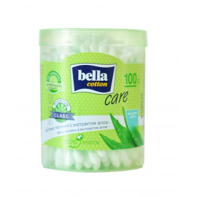 Ватные палочки, с экстрактом алоэ, 100 шт., кругл. упак., Bella, Польша
