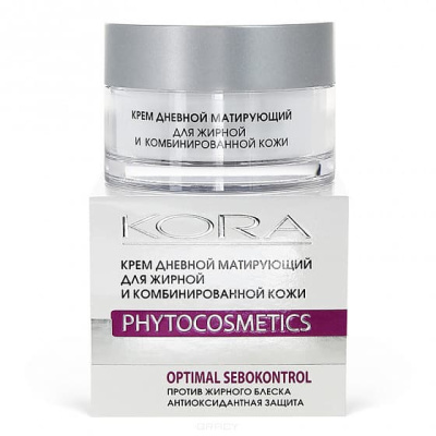 Крем, дневной, матирующий эффект, для лица, 50 мл, КОРА, Россия