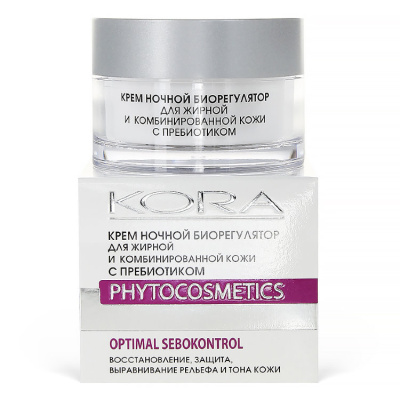 Крем, с пребиотиком, ночной, биорегуляция, для лица, 50 мл, КОРА, Россия