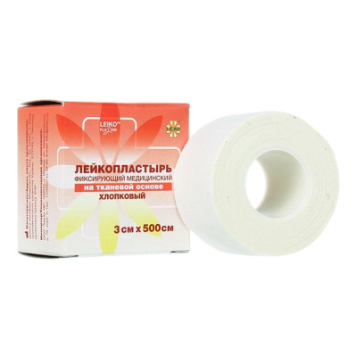 Лейкопластырь фиксирующий стерильный, 3x500 см, Leiko, Китай