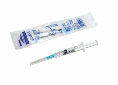 Шприц 3,0 мл ветеринарный, однор., 3х-ком., с иглой, L/S, 23Gx1 1/4, 0,6х30 мм, Китай