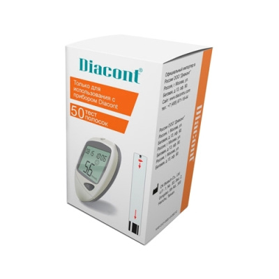 Тест-полоски Diacont, глюкоза, 50 шт/упак