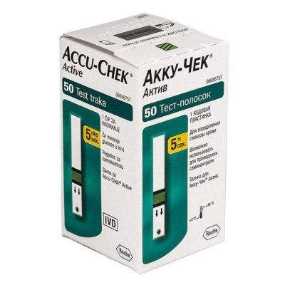 Тест-полоски Accu-Chek Active, глюкоза, 50 шт/упак