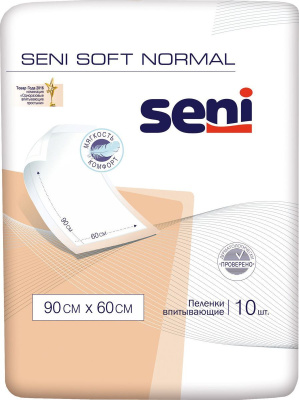 Пеленка одноразовая впитывающая, 60х90 см, 10 шт., Seni Soft Normal, Польша